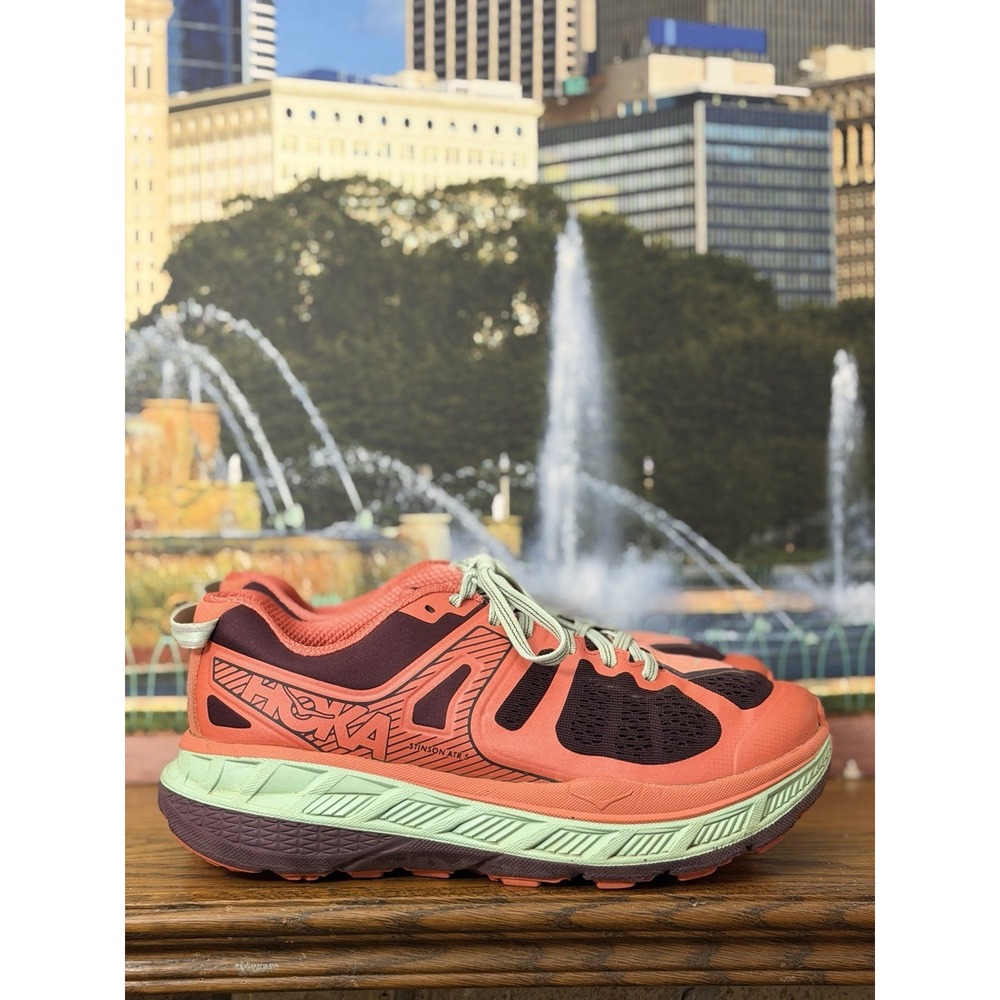 Hoka One One Stinson ATR 5 Shoes Womens 9 Coral Purple Running Athletic Rare!